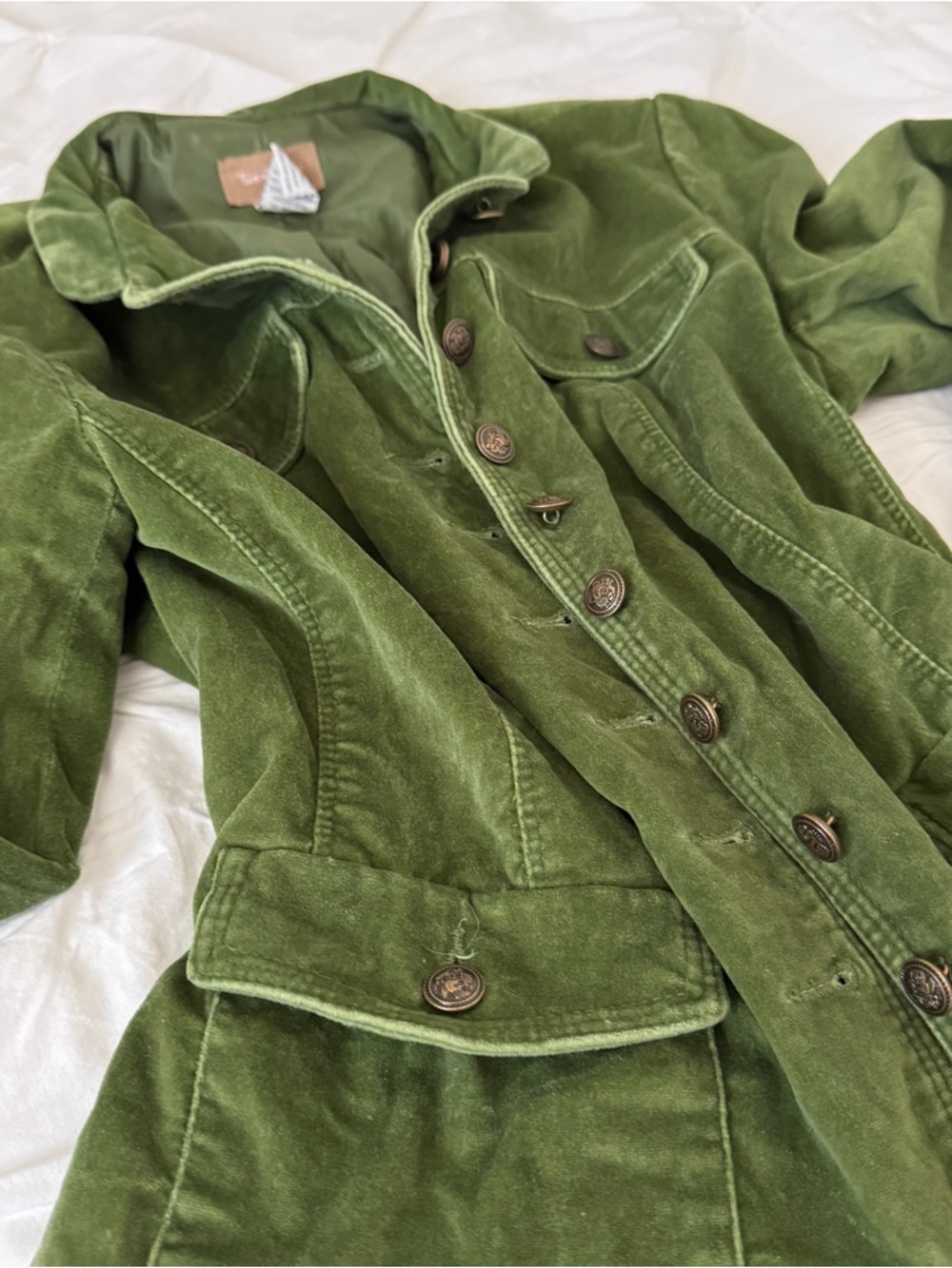 Vintage Forever 21 Olive Green Velour Tailored Jacket - Picture 2 of 5